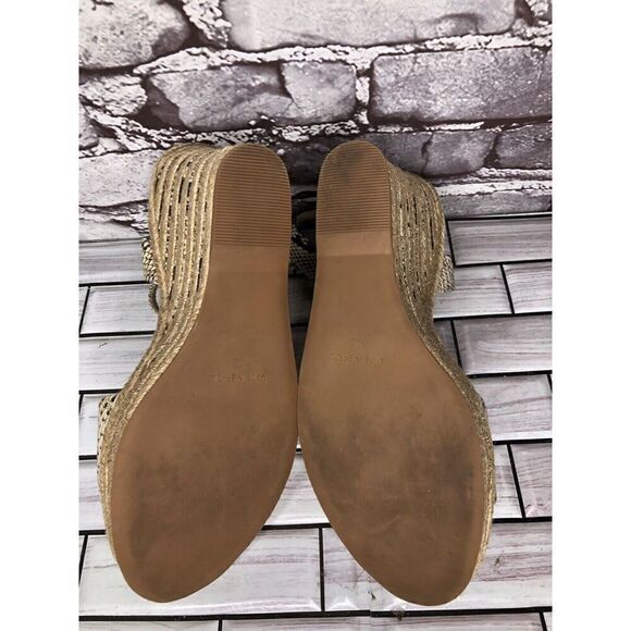 Vince Camuto Marybell Ivory Leather Snake Wedge Espadrilles Sandals Women’s 10.5 - Picture 12 of 16